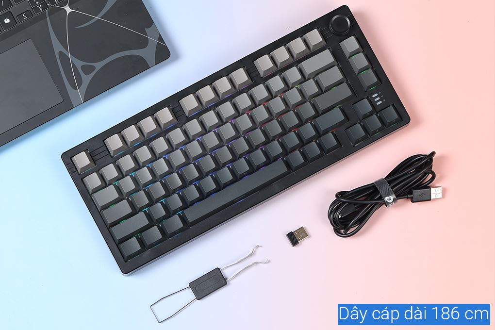 Bàn Phím Cơ Bluetooth Dareu EK75 Pro Cloudy Aqua Màu Đen