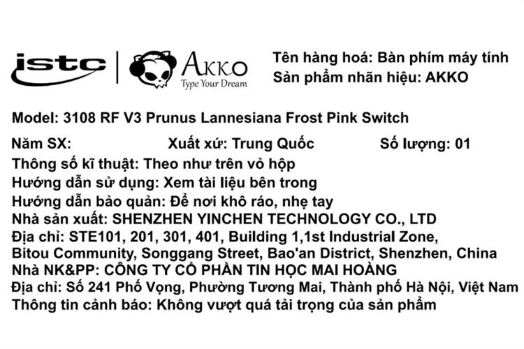 Bàn Phím Cơ Không Dây Akko 3108 RF V3 Màu Hồng