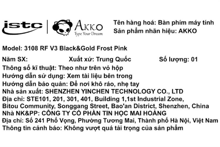 Bàn Phím Cơ Không Dây Akko 3108 RF V3 Màu Đen