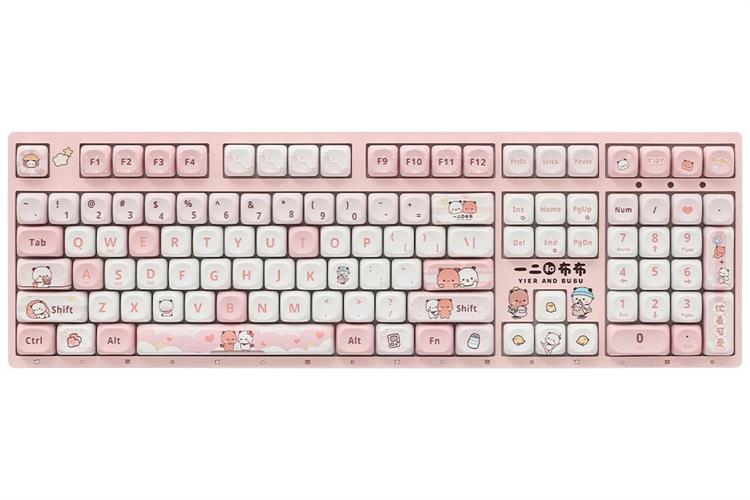 Bàn Phím Cơ Không Dây Akko 3108 RF V3 Yier and Bubu Frost Pink Màu Hồng