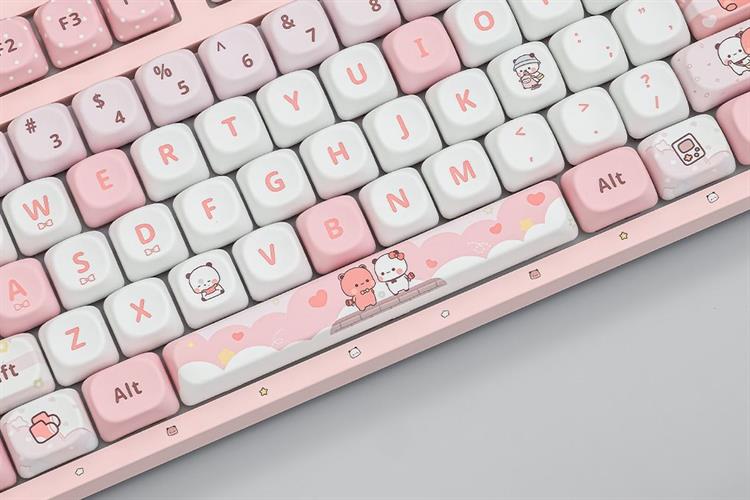 Bàn Phím Cơ Không Dây Akko 3108 RF V3 Yier and Bubu Frost Pink Màu Hồng