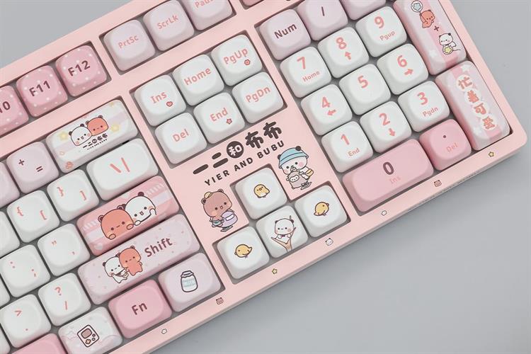 Bàn Phím Cơ Không Dây Akko 3108 RF V3 Yier and Bubu Frost Pink Màu Hồng