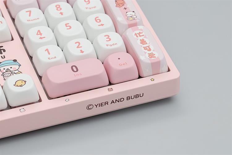 Bàn Phím Cơ Không Dây Akko 3108 RF V3 Yier and Bubu Frost Pink Màu Hồng