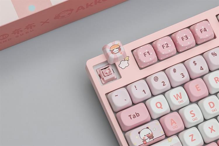 Bàn Phím Cơ Không Dây Akko 3108 RF V3 Yier and Bubu Frost Pink Màu Hồng