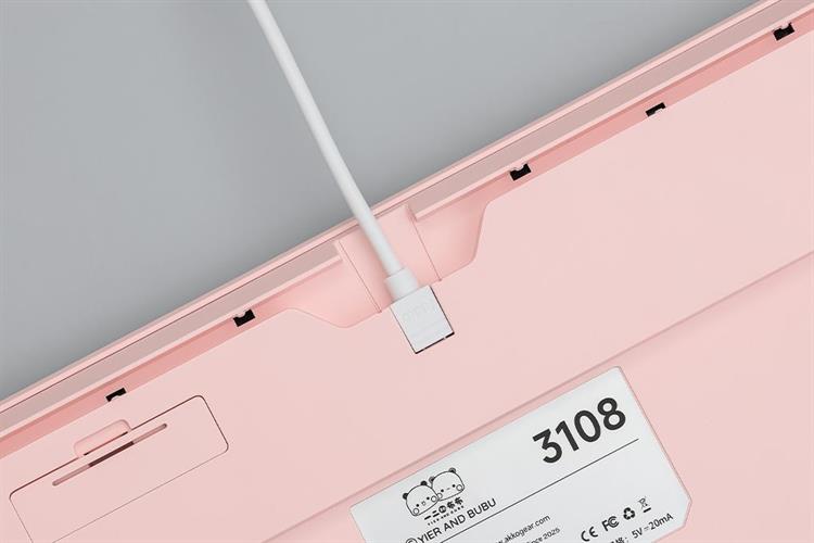 Bàn Phím Cơ Không Dây Akko 3108 RF V3 Yier and Bubu Frost Pink Màu Hồng