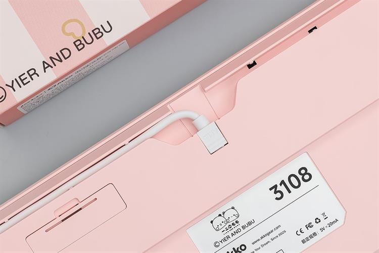 Bàn Phím Cơ Không Dây Akko 3108 RF V3 Yier and Bubu Frost Pink Màu Hồng
