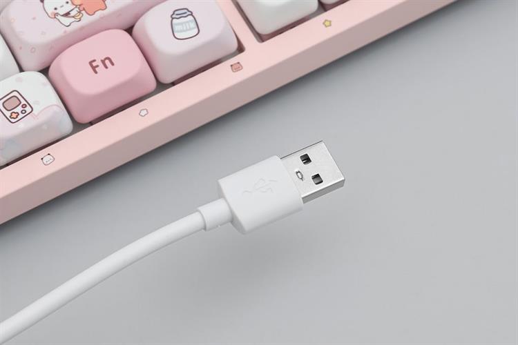 Bàn Phím Cơ Không Dây Akko 3108 RF V3 Yier and Bubu Frost Pink Màu Hồng