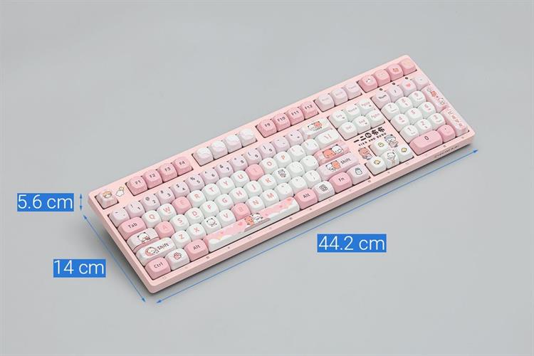 Bàn Phím Cơ Không Dây Akko 3108 RF V3 Yier and Bubu Frost Pink Màu Hồng