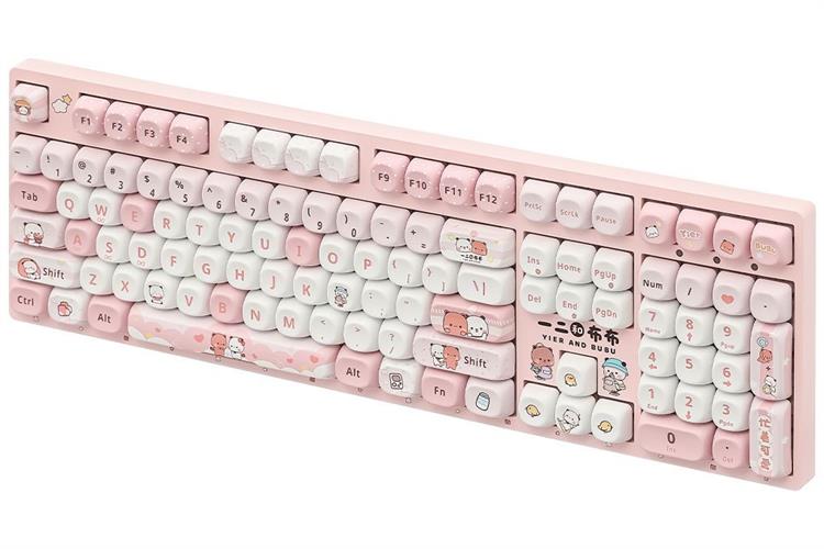 Bàn Phím Cơ Không Dây Akko 3108 RF V3 Yier and Bubu Frost Pink Màu Hồng