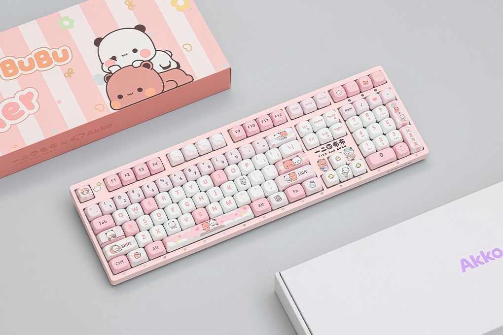 Bàn Phím Cơ Không Dây Akko 3108 RF V3 Yier and Bubu Frost Pink - 4