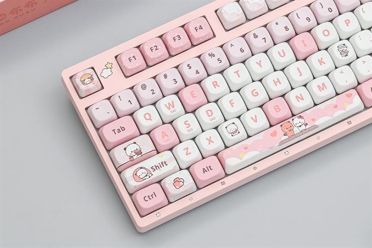 Bàn Phím Cơ Không Dây Akko 3108 RF V3 Yier and Bubu Frost Pink Màu Hồng
