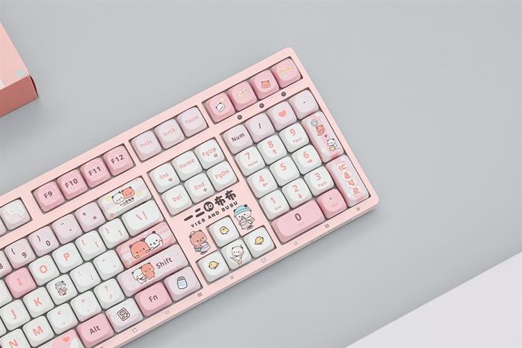 Bàn Phím Cơ Không Dây Akko 3108 RF V3 Yier and Bubu Frost Pink Màu Hồng