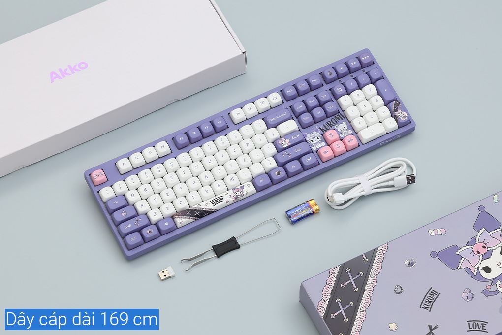 Bàn Phím Cơ Không Dây Akko 3108 RF V3 Kuromi Frost Pink - 28