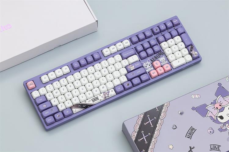 Bàn Phím Cơ Không Dây Akko 3108 RF V3 Kuromi Frost Pink Màu Tím
