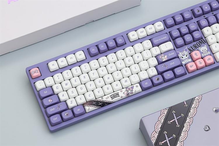 Bàn Phím Cơ Không Dây Akko 3108 RF V3 Kuromi Frost Pink Màu Tím