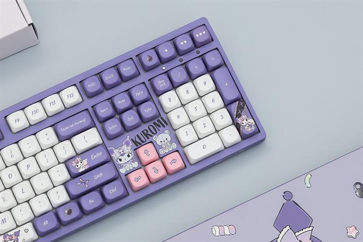 Bàn Phím Cơ Không Dây Akko 3108 RF V3 Kuromi Frost Pink Màu Tím
