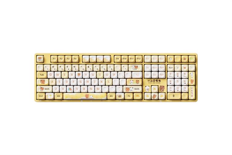 Bàn Phím Cơ Không Dây Akko 3108 RF V3 Poco Family POCO DUCK Frost Pink Màu Vàng