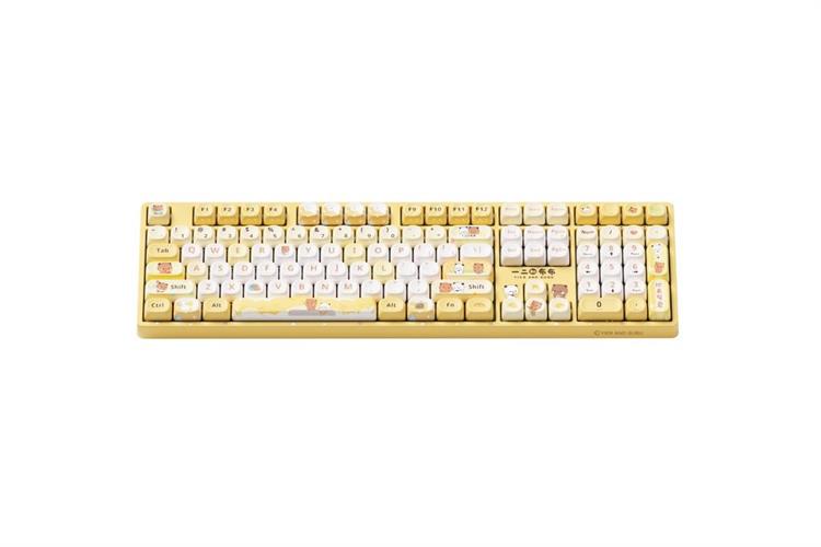 Bàn Phím Cơ Không Dây Akko 3108 RF V3 Poco Family POCO DUCK Frost Pink Màu Vàng