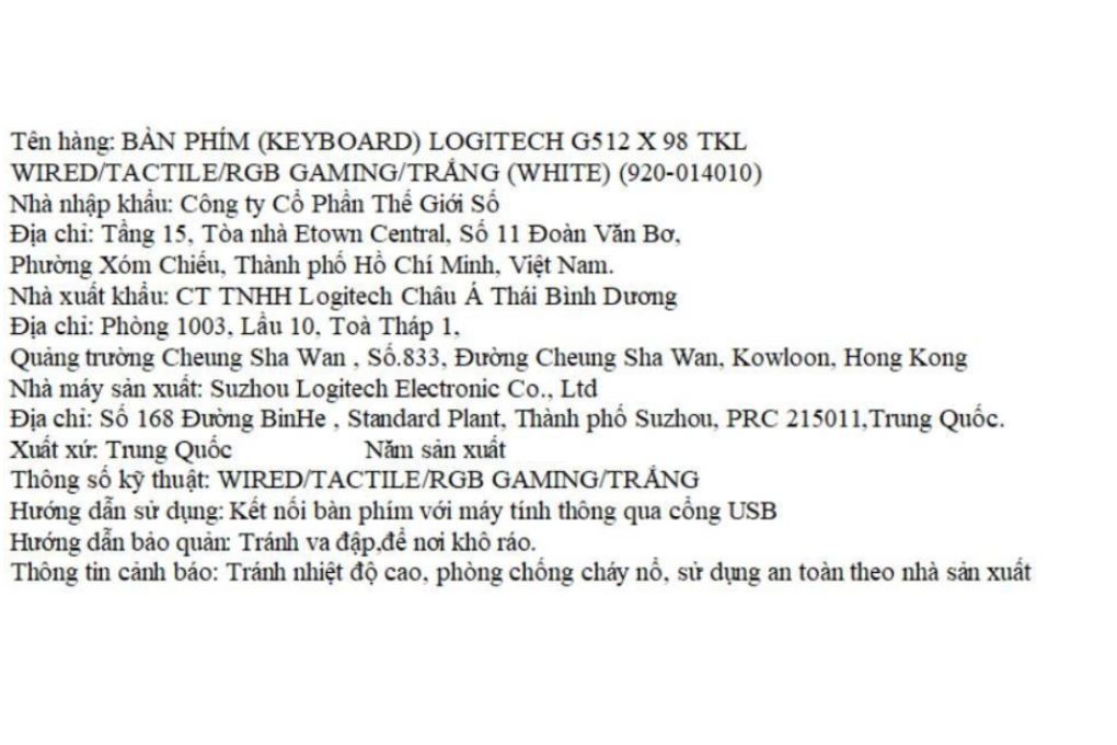 Bàn Phím Cơ Có Dây Logitech G512 X 98 TKL - 8