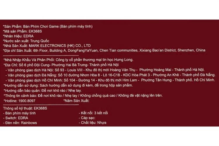Bàn Phím Cơ Bluetooth EDRA EK368S Màu Đen/Trắng