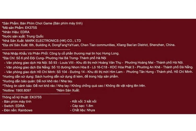 Bàn Phím Cơ Bluetooth EDRA EK375S Màu Đen/Trắng