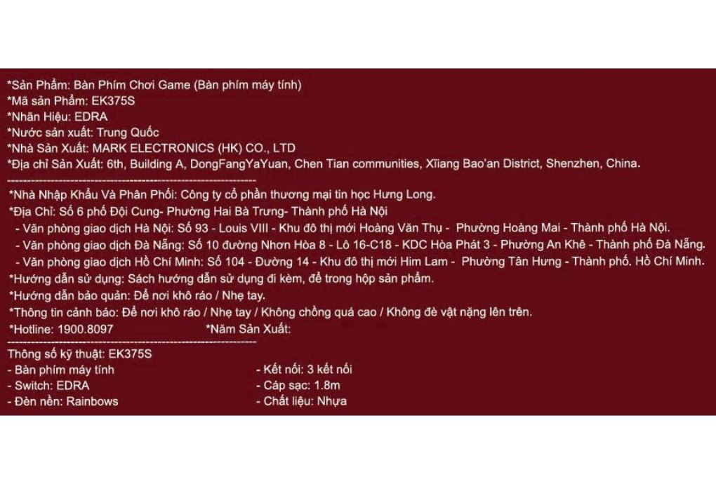 Bàn Phím Cơ Bluetooth EDRA EK375S Màu Đen/Trắng
