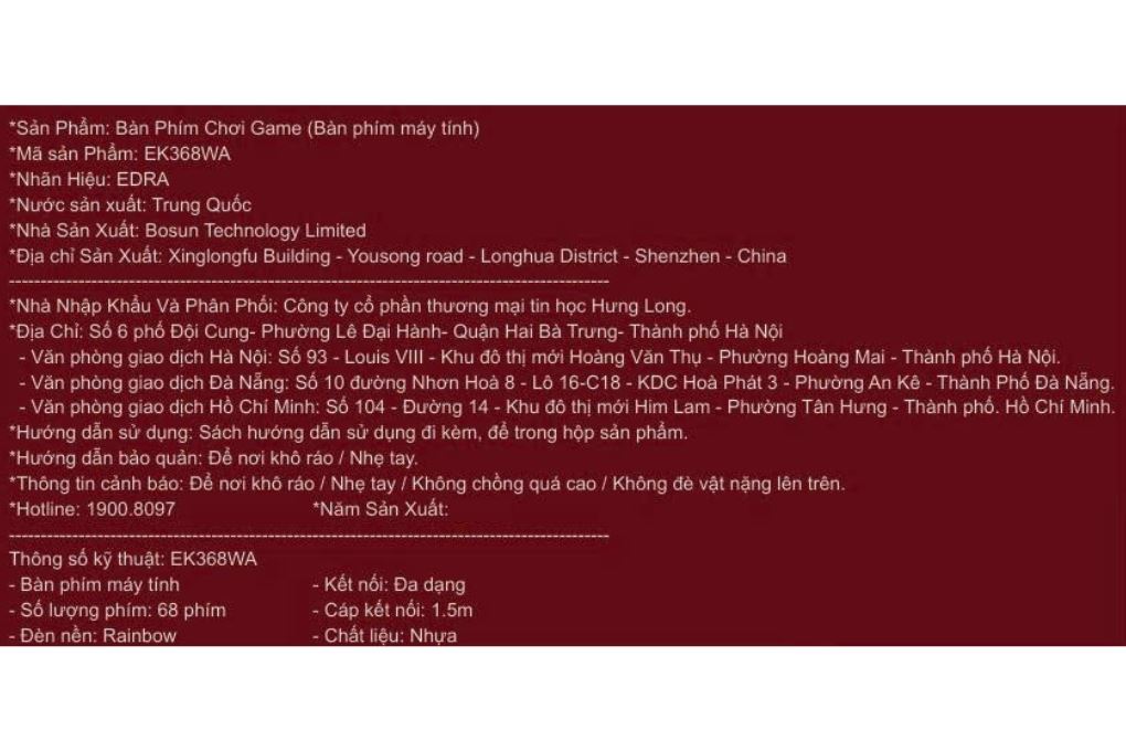 Bàn Phím Cơ Không Dây EDRA EK368WA - 7