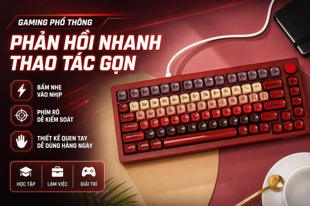 Bàn Phím Cơ Có Dây Gaming Veekos K75 Veekos K75 Màu Hồng