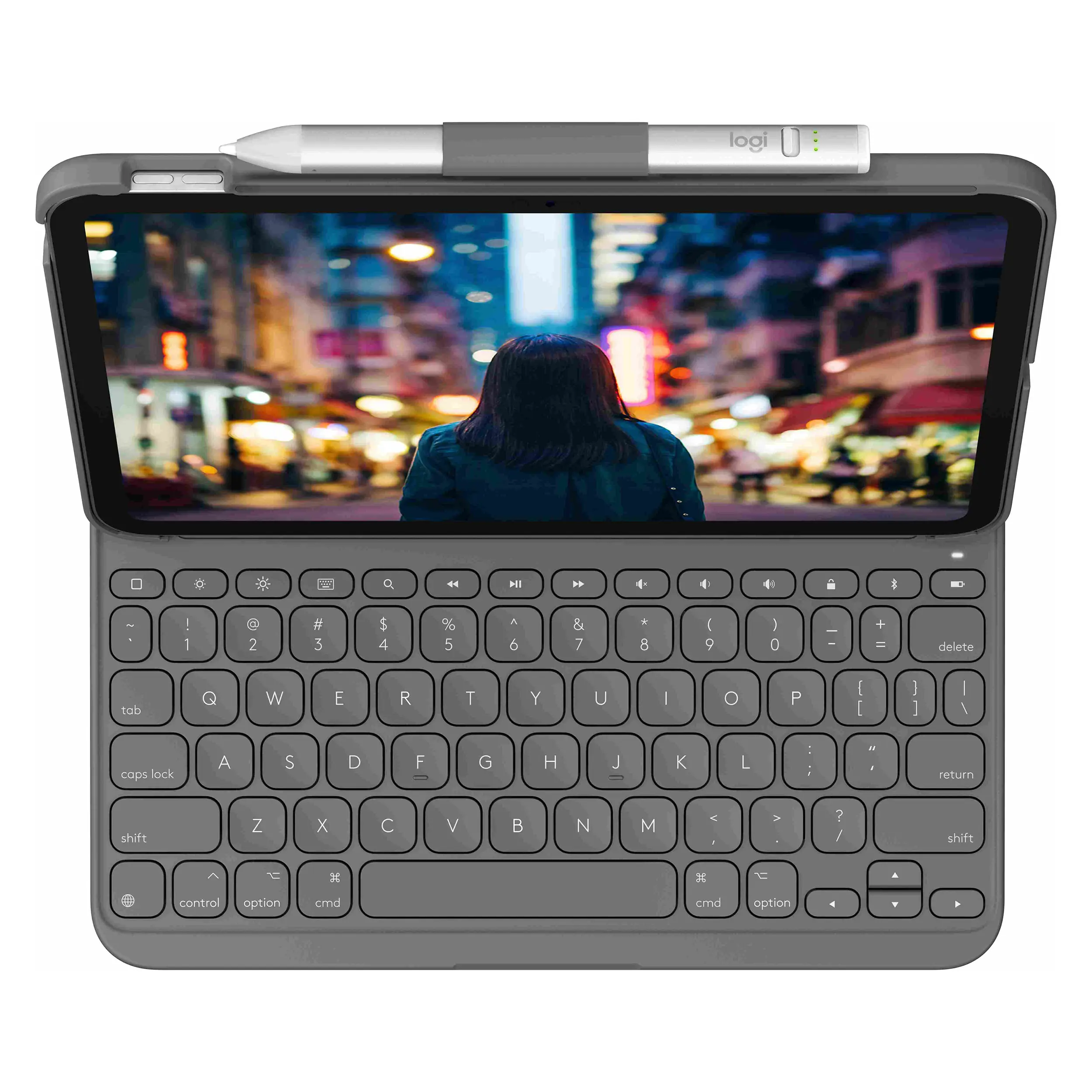 Bàn Phím iPad Logitech Slim Folio 11 A16 (Gen 11)/10.9/Gen 10 Màu Xám