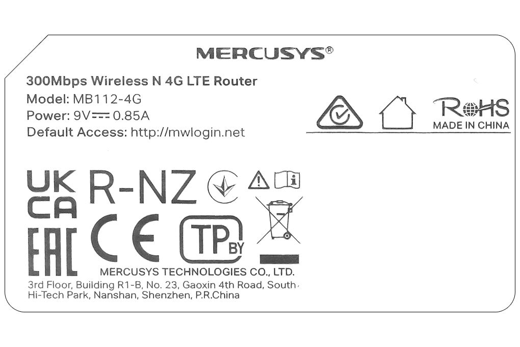 Bộ phát Wifi di động 4G LTE 300Mbps Mercusys MB112-4G Màu Trắng
