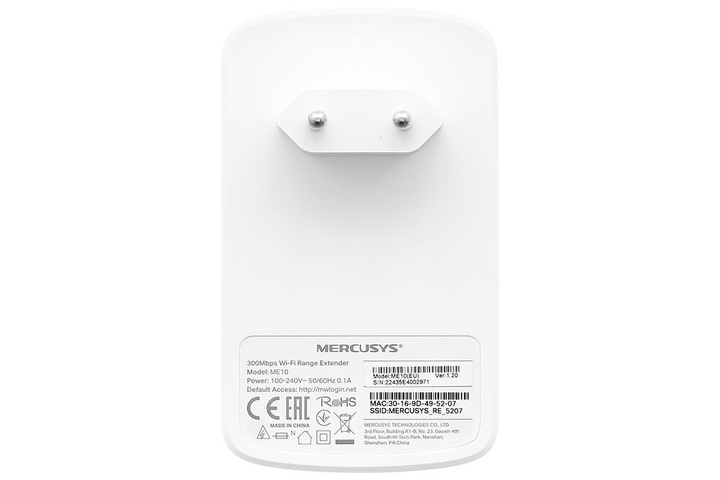 Repeater mở rộng sóng Wifi chuẩn N Mercusys ME10 Màu Trắng