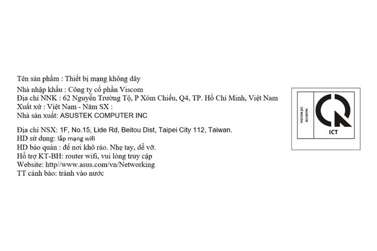 Router Wifi Chuẩn Wifi 7 Asus RT-BE58U Màu Đen