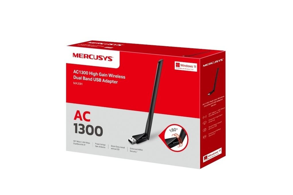 USB Wifi Chuẩn AC1300 Mercusys MA30H Màu Trắng