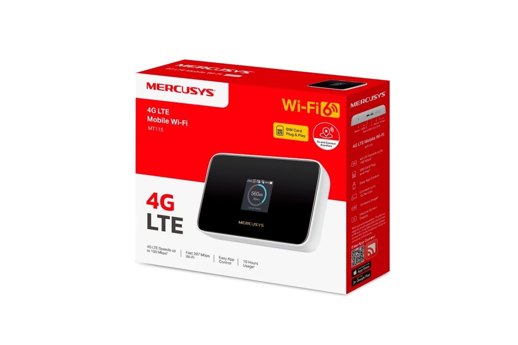 Bộ phát Wifi di động 4G LTE Wifi 6 Mercusys TL-MT115 Màu Trắng