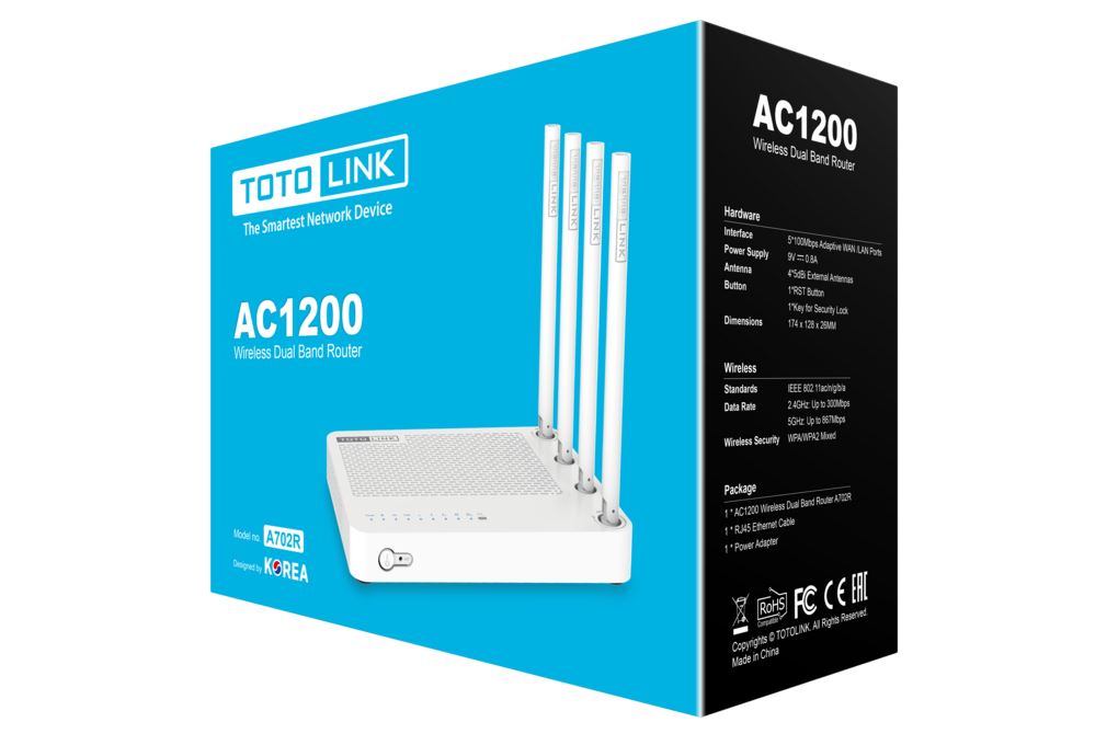 Router Wifi Chuẩn Wi-Fi 5 Totolink A702R V4 Màu Trắng