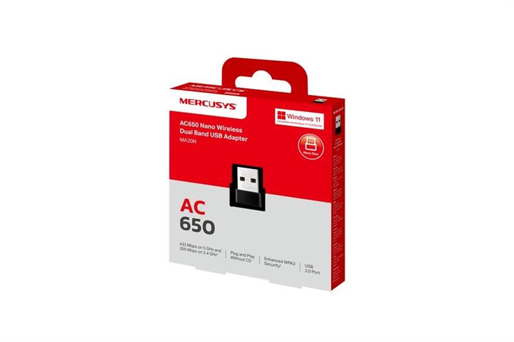 USB Wifi 5 Mercusys MA20N Màu Đen