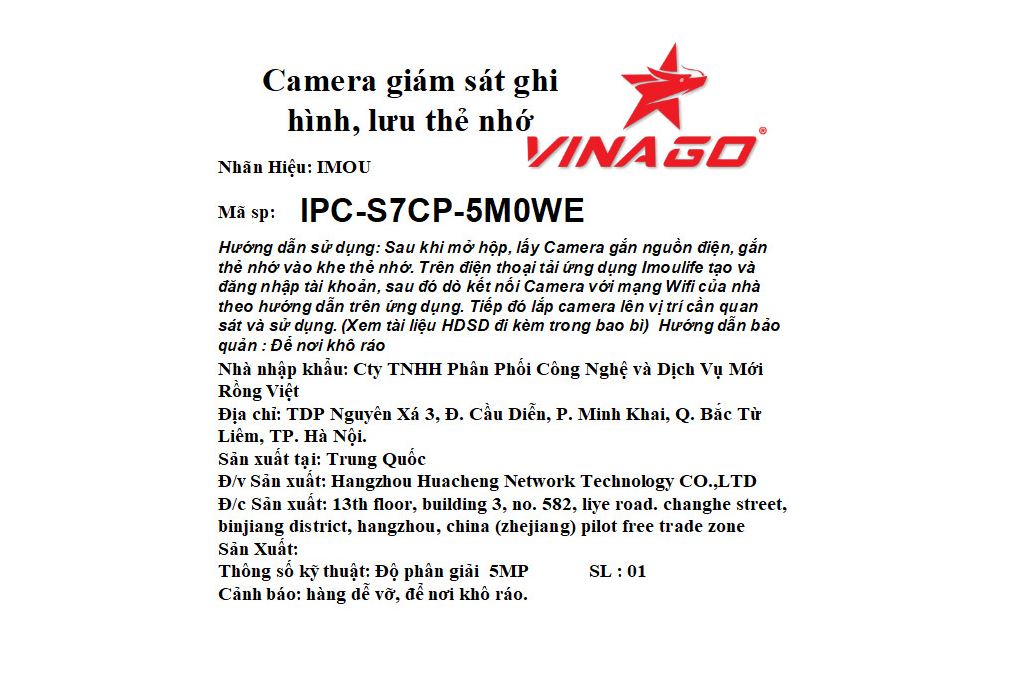Camera IP Ngoài trời 360 Độ IMOU Cruiser 2C S7CP-5M0WE Màu Trắng