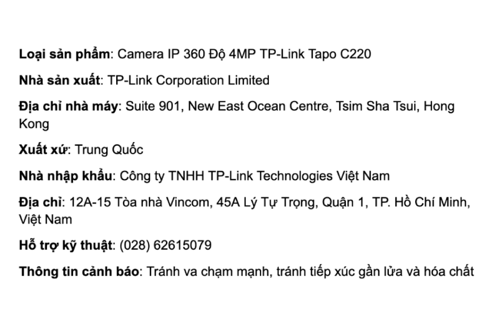 Camera IP 360 Độ 4MP TP-Link Tapo C220 Màu Trắng