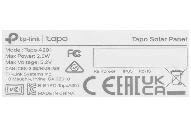 Camera IP Ngoài trời TP-Link Năng Lượng Mặt Trời Tapo C410 Kit Màu Trắng