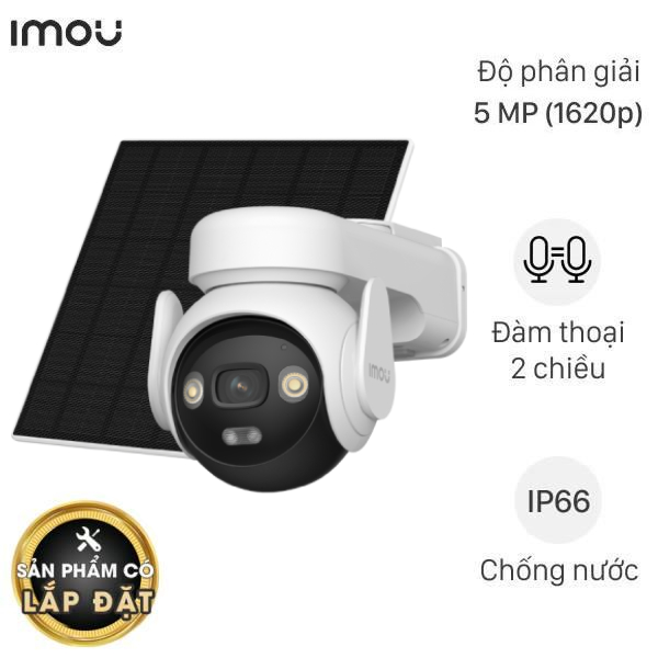 Camera IP Ngoài trời 360 Độ 5MP IMOU AOV PT Wifi 4G Năng Lượng Mặt Trời B7ED-5M0TEA