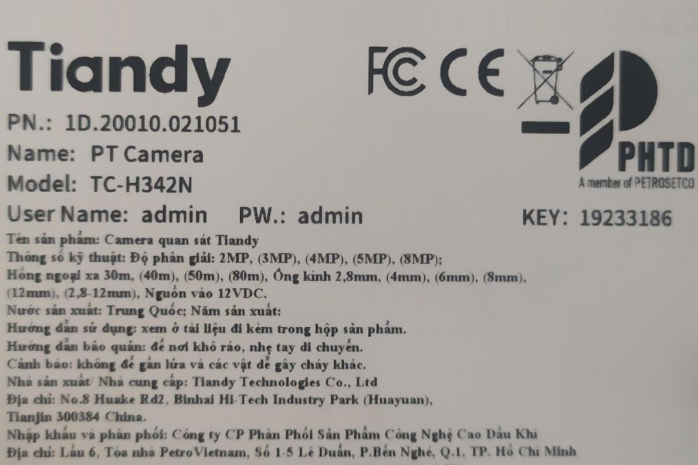 Camera IP 360 Độ 4MP TIANDY TC-H342N - 14