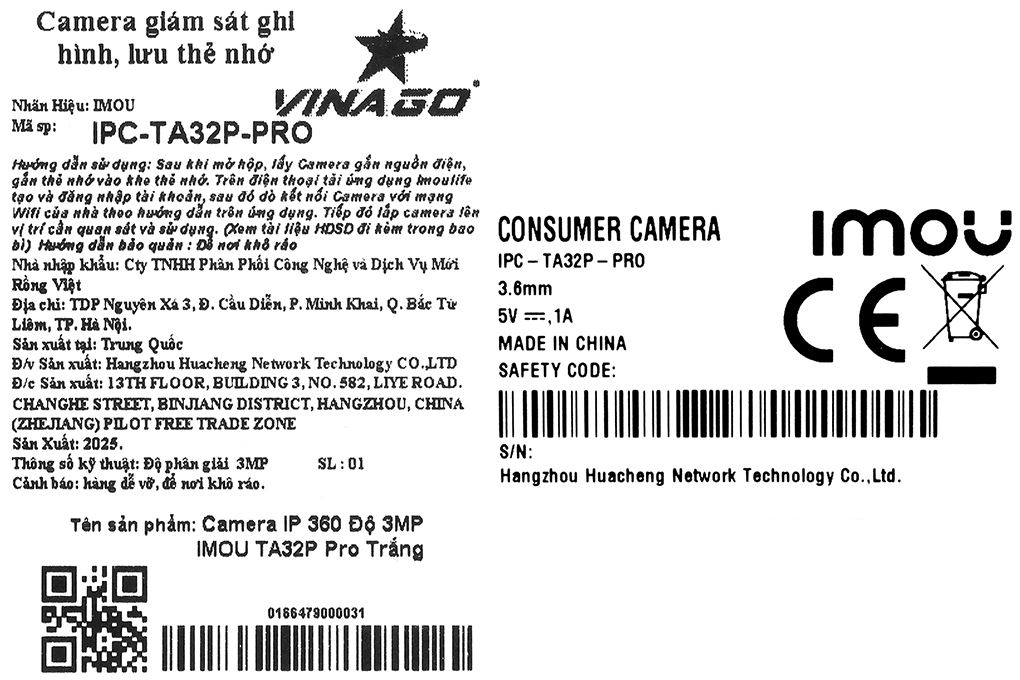 Camera IP 360 Độ 3MP IMOU TA32P Pro Màu Trắng