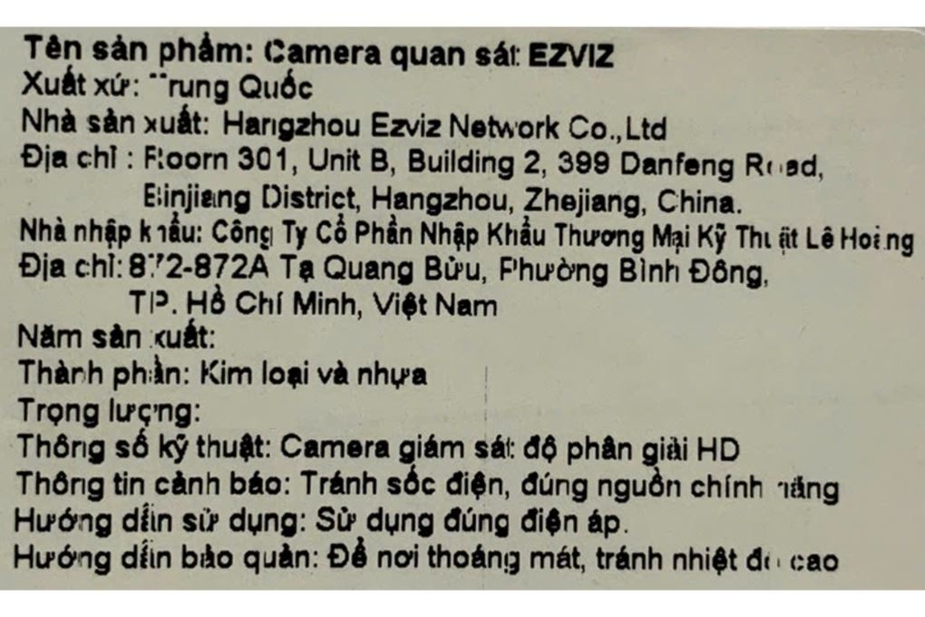 Camera IP 360 Độ 5MP EZVIZ C6N G1 Màu Trắng
