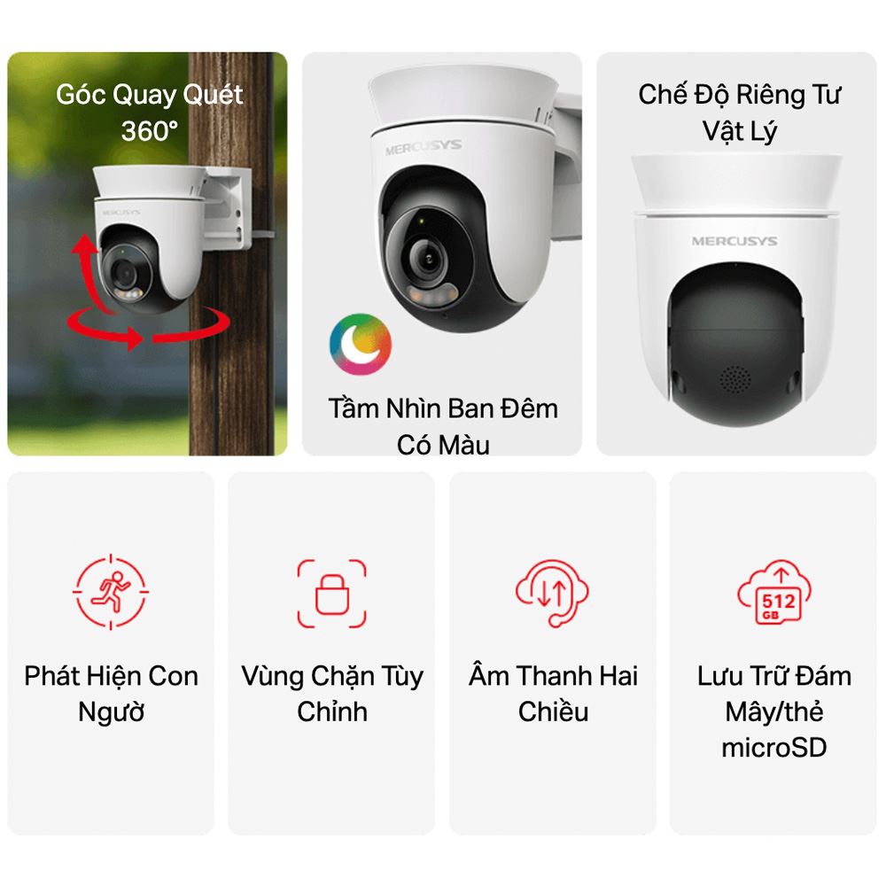 Camera IP Ngoài trời 360 Độ 3MP Mercusys MC510 - 2