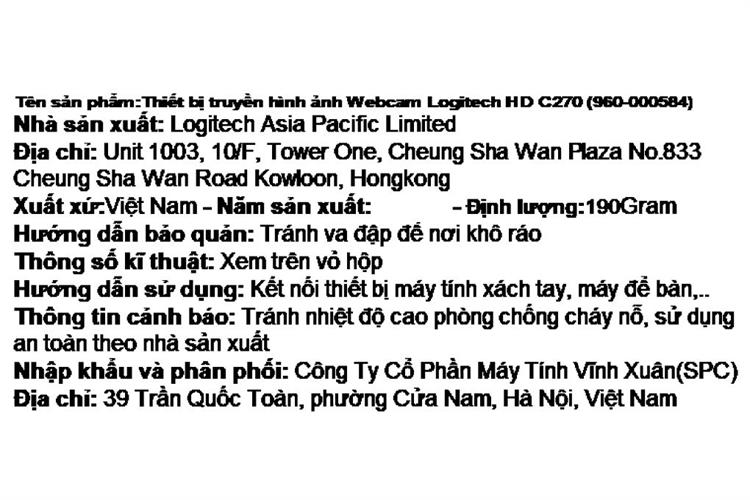 Webcam Logitech HD C270 Màu Xám đậm