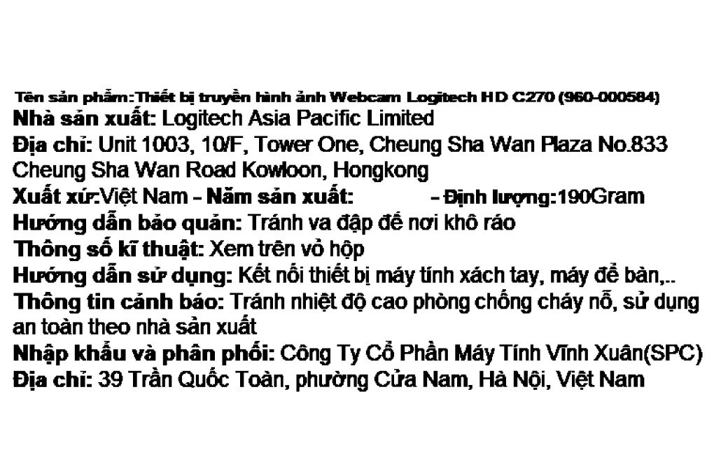 Webcam Logitech HD C270 Màu Xám đậm