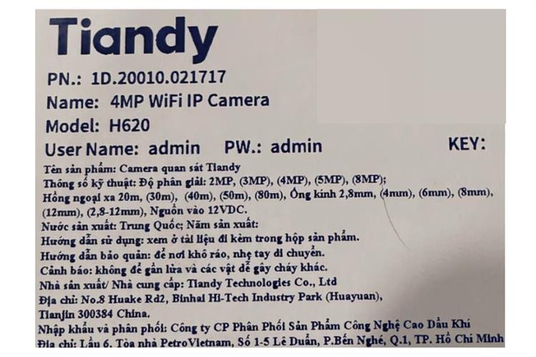 Camera IP 360 Độ TIANDY TC-H620 Màu Đen