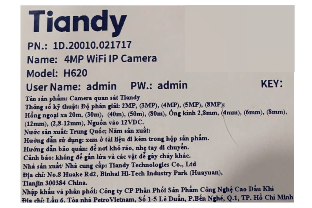 Camera IP 360 Độ TIANDY TC-H620 Màu Đen