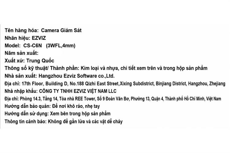 Camera IP 360 Độ 3MP EZVIZ C6N G1 Màu Trắng