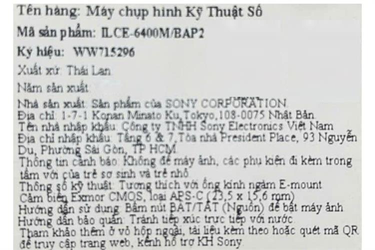 Máy ảnh kỹ thuật số Sony Alpha 6400 ILCE-6400M/BAP2 Màu Đen